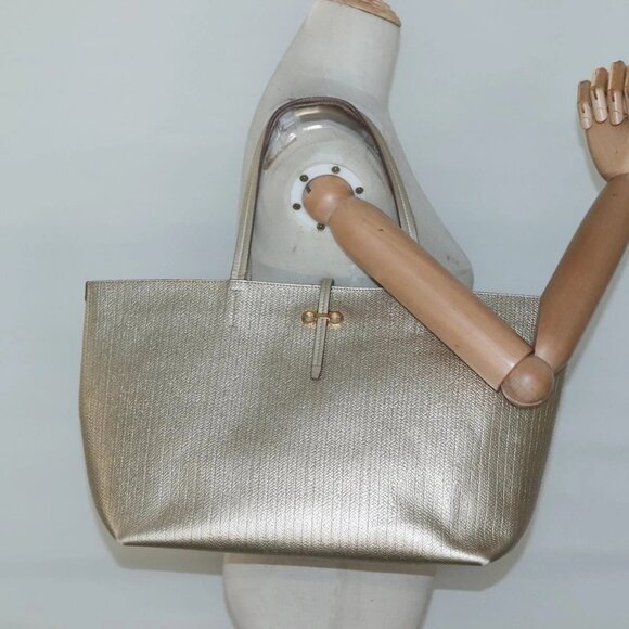 Salvatore Ferragamo Gancini Tote Bag Leather Gold Auth - Picture 1 of 16